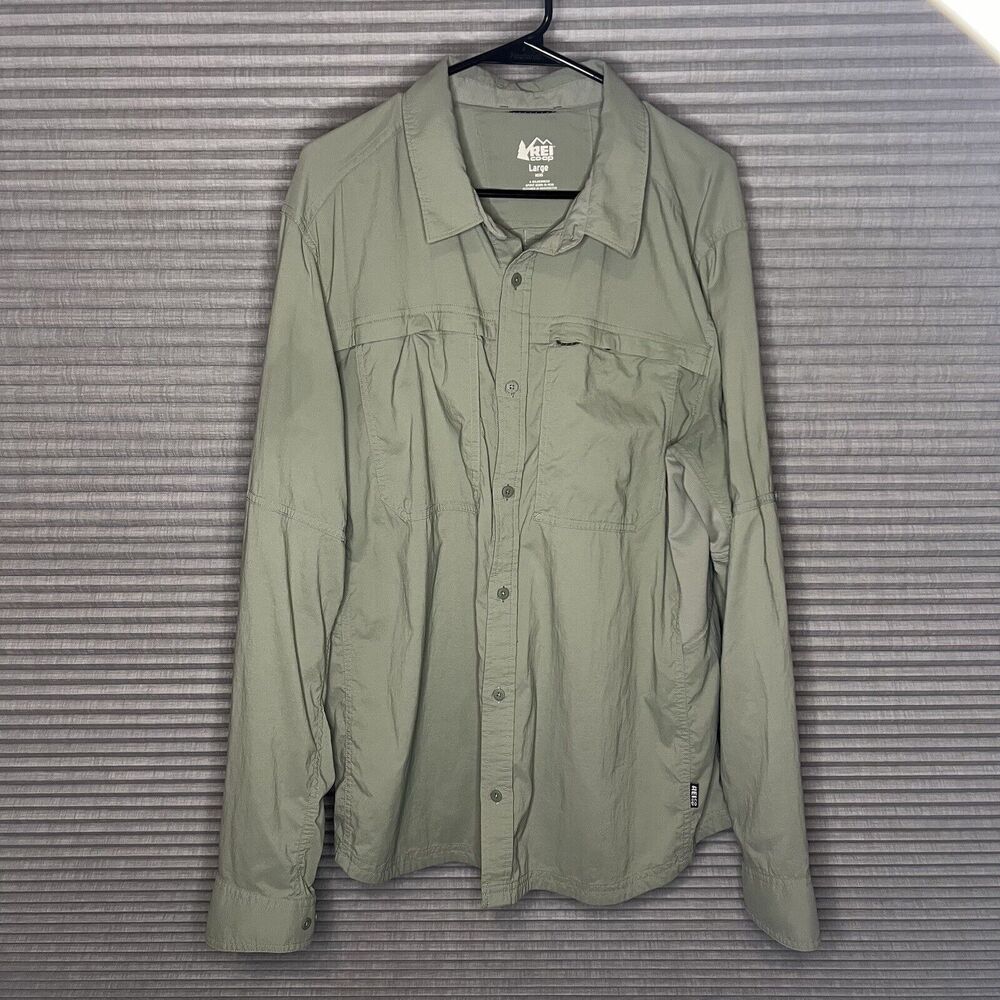 REI Co-op Mens Grew Long Sleeve Button Down Shirt Size L Outdoors Hiking Fishing